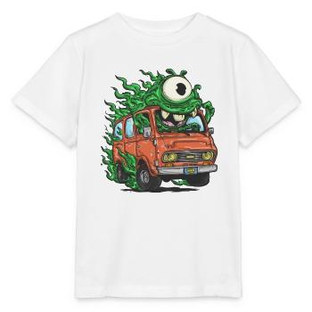 Monstre vert dans un fourgon rétro - T-shirt bio MINI CREATOR Stanley/Stella Enfant - blanc - Devant - Maike (125cm)