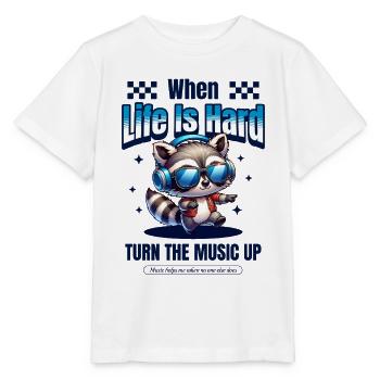 When Life Is Hard – Turn Up the Music - Stanley/Stella MINI CREATOR Kids’ T-Shirt - white - Front - Maike (125cm)