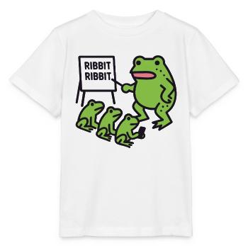 Froschunterricht mit Ribbit-Phrase - Stanley/Stella Kinder T-Shirt MINI CREATOR  - Weiß - Vorne - Maike (125cm)