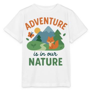 Nature adventure with fox and mountains - Stanley/Stella MINI CREATOR Kids’ T-Shirt - white - Front - Maike (125cm)