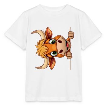 Cute cow looking out cartoon animal illustration - Stanley/Stella MINI CREATOR Kids’ T-Shirt - white - Front - Maike (125cm)