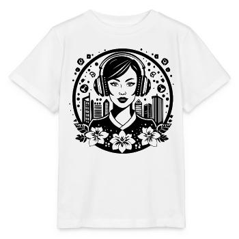 Streetwear – femme, casque, hip-hop, cool - T-shirt bio MINI CREATOR Stanley/Stella Enfant - blanc - Devant - Maike (125cm)
