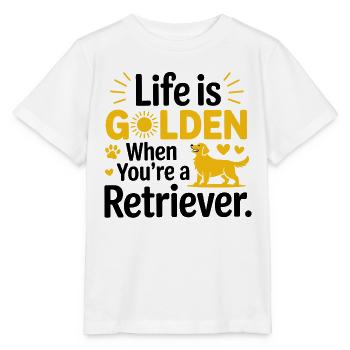 Funny Golden Retriever Life Is Golden - Stanley/Stella MINI CREATOR Kids’ T-Shirt - white - Front - Maike (125cm)