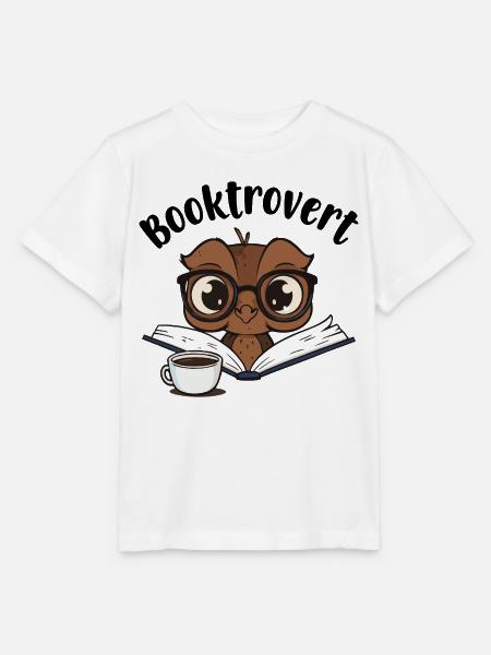 Booktrovert Eule mit Buch und Kaffee - Stanley/Stella Kinder T-Shirt MINI CREATOR  - Weiß