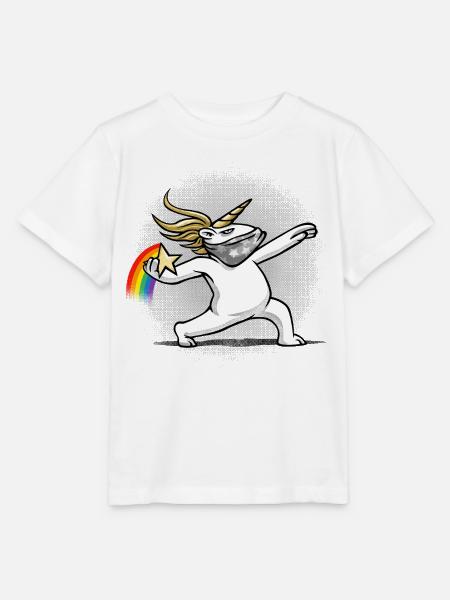 Einhorn wirft einen Regenbogen - Stanley/Stella Kinder T-Shirt MINI CREATOR - Weiß