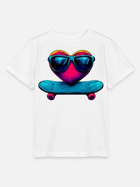 Skateboarder Herz - Stanley/Stella Kinder T-Shirt MINI CREATOR  - Weiß