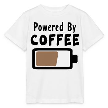 Powered By Coffee - Kaffee Statement Spruch - Stanley/Stella Kinder T-Shirt MINI CREATOR  - Weiß - Vorne - Maike (125cm)