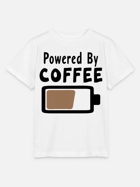 Powered By Coffee - Kaffee Statement Spruch - Stanley/Stella Kinder T-Shirt MINI CREATOR - Weiß