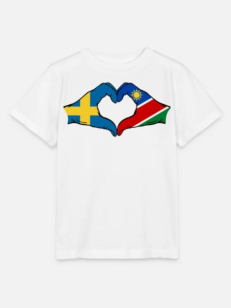Schweden_Namibia_Flagge_Haende_Herzform - Stanley/Stella Kinder T-Shirt MINI CREATOR - Weiß