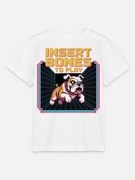 Retro Bulldog Gamer Insert Bones - Stanley/Stella Kinder T-Shirt MINI CREATOR - Weiß