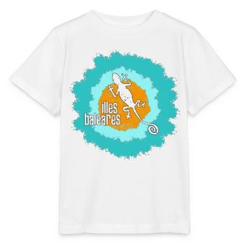 Baleares Gecko Illustration - Stanley/Stella Kinder T-Shirt MINI CREATOR  - Weiß - Vorne - Maike (125cm)