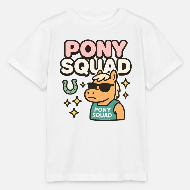 Pony Squad cartoon design with coolness - Stanley/Stella MINI CREATOR Kids’ T-Shirt - white