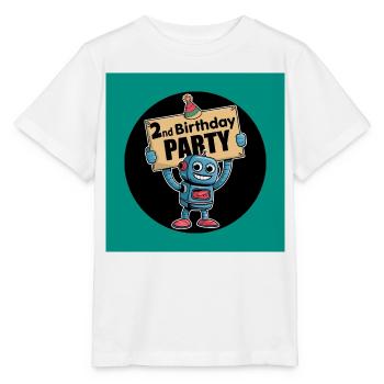 Roboter 2. Geburtstag Party Motiv - Stanley/Stella Kinder T-Shirt MINI CREATOR  - Weiß - Vorne - Maike (125cm)