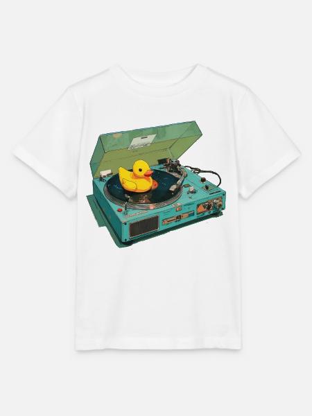 Gummiente auf Plattenspieler - Stanley/Stella Kinder T-Shirt MINI CREATOR  - Weiß