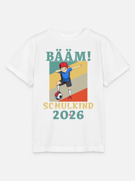 BÄÄM Schulkind 2026 Einschulung Fußball - Stanley/Stella Kinder T-Shirt MINI CREATOR - Weiß