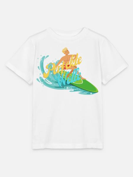 Bunter Surfer mit Wasserwellen - Stanley/Stella Kinder T-Shirt MINI CREATOR  - Weiß