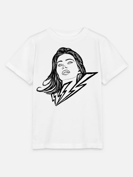 Woman Lightning Potrait - Stanley/Stella Kinder T-Shirt MINI CREATOR - Weiß