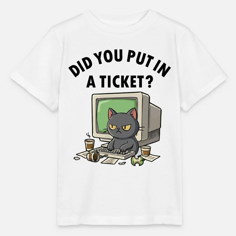 Helpdesk Cat demande, vous avez créé un ticket - T-shirt bio MINI CREATOR Stanley/Stella Enfant - blanc