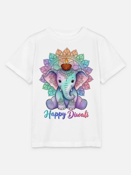 Diwali Mandala Elefant - Stanley/Stella Kinder T-Shirt MINI CREATOR - Weiß