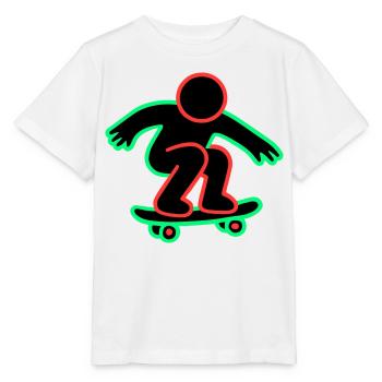 Neon Skateboarder Line Art - Stanley/Stella MINI CREATOR Kids’ T-Shirt - white - Front - Maike (125cm)