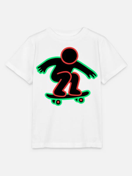 Neon Skateboarder Linienkunst - Stanley/Stella Kinder T-Shirt MINI CREATOR  - Weiß