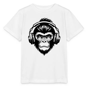 Rebellious Monkey Head DJ Grooves Underground Shirt - Stanley/Stella MINI CREATOR Kids’ T-Shirt - white - Front - Maike (125cm)