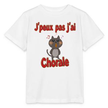 Chat Choral: j'peux pas j'ai Chorale - T-shirt bio MINI CREATOR Stanley/Stella Enfant - blanc - Devant - Maike (125cm)