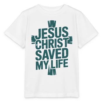 Jésus-Christ m’a sauvé la vie - T-shirt bio MINI CREATOR Stanley/Stella Enfant - blanc - Devant - Maike (125cm)