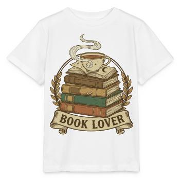 Gemütlicher Bücherstapel mit Dampfbecher - Stanley/Stella Kinder T-Shirt MINI CREATOR  - Weiß - Vorne - Maike (125cm)