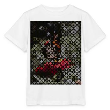 Monarchenschmetterling auf Blüte in Mosaikmuster - Stanley/Stella Kinder T-Shirt MINI CREATOR  - Weiß - Vorne - Maike (125cm)