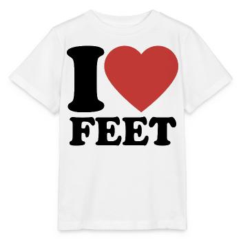 J’aime les pieds - Cœur - Pied - T-shirt bio MINI CREATOR Stanley/Stella Enfant - blanc - Devant - Maike (125cm)