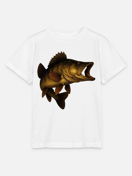 Detaillierter Zander Fisch Illustrativ - Stanley/Stella Kinder T-Shirt MINI CREATOR  - Weiß