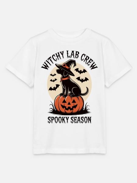 Hexenhund auf Kürbis Halloween crew - Stanley/Stella Kinder T-Shirt MINI CREATOR  - Weiß