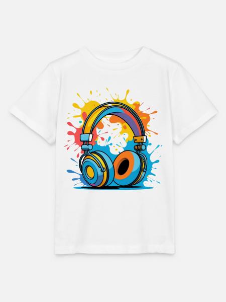 Bunte Kopfhörer Splash Design - Stanley/Stella Kinder T-Shirt MINI CREATOR - Weiß
