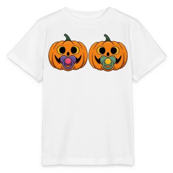 Sucette double citrouille Halloween - T-shirt bio MINI CREATOR Stanley/Stella Enfant - blanc - Devant - Maike (125cm)