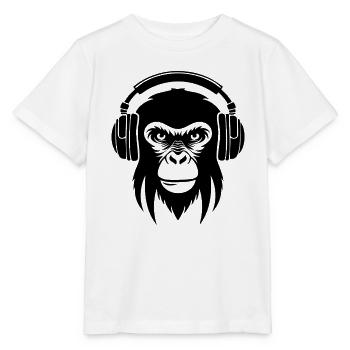 Wireless Headphones Cafe Relaxed Monkey Shirt - Stanley/Stella MINI CREATOR Kids’ T-Shirt - white - Front - Maike (125cm)