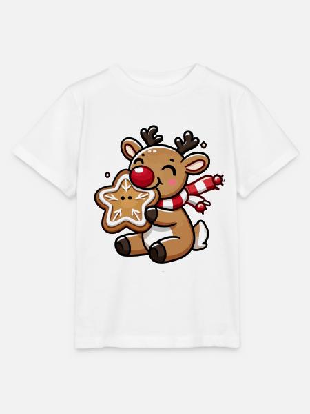 Rentier mit Plätzchen Freude - Stanley/Stella Kinder T-Shirt MINI CREATOR - Weiß