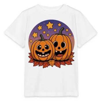 Laughing Halloween pumpkins - Stanley/Stella MINI CREATOR Kids’ T-Shirt - white - Front - Maike (125cm)