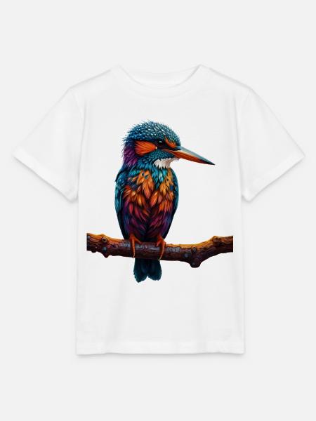 Bunter Eisvogel auf Ast - Stanley/Stella Kinder T-Shirt MINI CREATOR - Weiß