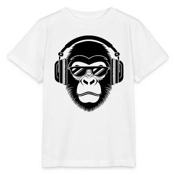 Rebellious Monkey Head DJ Grooves Underground Shirt - Stanley/Stella MINI CREATOR Kids’ T-Shirt - white - Front - Maike (125cm)