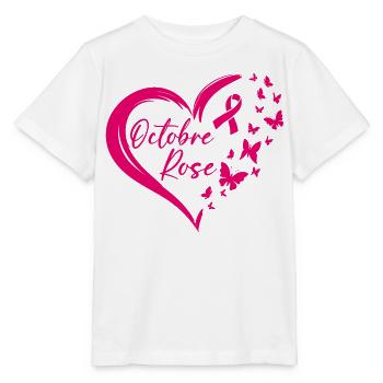 Octobre Rose Ruban Sensibilisation - T-shirt bio MINI CREATOR Stanley/Stella Enfant - blanc - Devant - Maike (125cm)