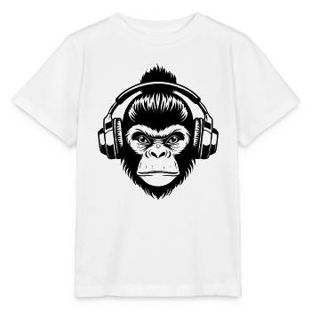 Stiller Affenkopf Kopfhörer Zen Edition Shirt - Stanley/Stella Kinder T-Shirt MINI CREATOR  - Weiß - Vorne - Maike (125cm)