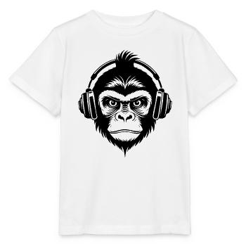 Monkey Head Turntable Vinyl Fan Club Shirt - Stanley/Stella MINI CREATOR Kids’ T-Shirt - white - Front - Maike (125cm)