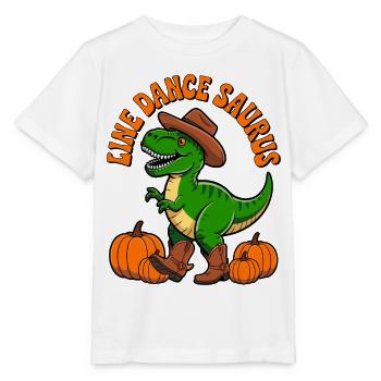 Funny Line Dance Dinosaur for Kids - Stanley/Stella MINI CREATOR Kids’ T-Shirt - white - Front - Maike (125cm)