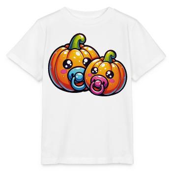 Drôles de citrouilles d’Halloween avec sucette - T-shirt bio MINI CREATOR Stanley/Stella Enfant - blanc - Devant - Maike (125cm)