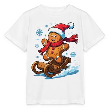Gingerbread man on the sleigh - Stanley/Stella MINI CREATOR Kids’ T-Shirt - white - Front - Maike (125cm)