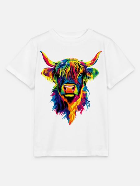 Kuh Highland Cow Hochlandrind Rind Bauernhof Kühe - Stanley/Stella Kinder T-Shirt MINI CREATOR  - Weiß