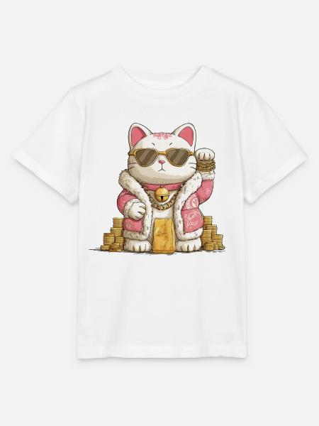 Goldener Maneki Neko - Stanley/Stella Kinder T-Shirt MINI CREATOR  - Weiß