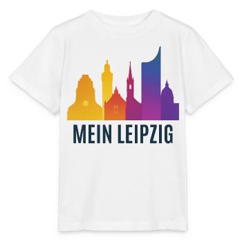 Leipzig Farbverlauf Skyline - Stanley/Stella Kinder T-Shirt MINI CREATOR  - Weiß - Vorne - Maike (125cm)