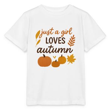 Just a Girl Loves Autumn - Stanley/Stella Kinder T-Shirt MINI CREATOR  - Weiß - Vorne - Maike (125cm)